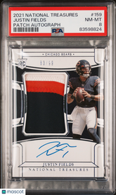 2021 National Treasures Justin Fields #159 PSA 8 Rookie RPA #/99 Auto Patch RC