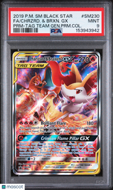 2019 Pokemon Black Star Promo Charizard Braixen GX TAG Team PRM PSA 9 #SM230