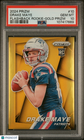 2024 Panini Prizm Flashback Rookie Drake Maye #4/10 Gold PSA 10 POP 1 Gem