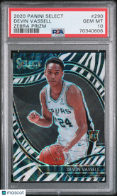DEVIN VASSELL 2020 SELECT ZEBRA PRIZM COURTSIDE ROOKIE PSA 10