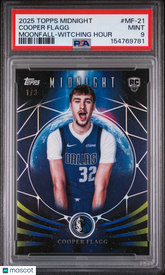 2025 Topps Midnight Moonfall Cooper Flagg Rookie Witching Hour #1/3 PSA 9