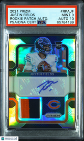 2021 Prizm Rookie Patch Autograph Justin Fields Silver RC /99 PSA 9/10 Auto Jets