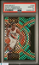 2023 Panini Select Scoot Henderson #129 Die Cut Green Prizm 5/5 Rookie RC PSA 10