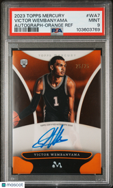 2023 Topps Mercury Rookie Auto Victor Wembanyama Orange Ref #25/25 PSA 9