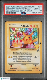 2021 Pokemon Celebrations Classic Coll Birthday Pikachu #24 Black Star PSA 10