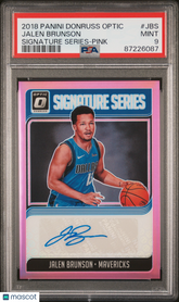 2018 Donruss Optic Signature Jalen Brunson Rookie Pink Prizm #/25 PSA 9 Auto