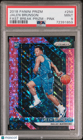 2018 Prizm Jalen Brunson #250 Fast Break Pink Rookie #11 /50 Jersey Number PSA 9