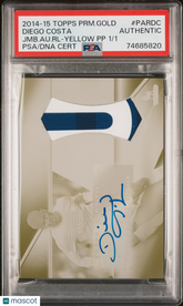 2014 Topps Premier Gold Premier Jumbo Auto Relics Diego Costa Plate #1/1 PSA