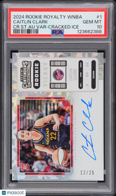 2024 Rookie Royalty WNBA Contenders Auto Caitlin Clark Cracked Ice 12/25 PSA 10