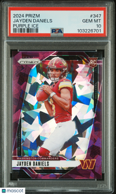 2024 Panini Prizm Jayden Daniels #347 Purple Ice #57/225 Rookie RC PSA 10 Gem Mt