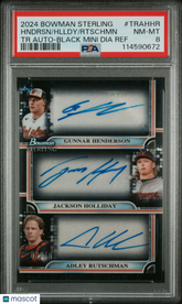 2024 Bowman Sterling Auto Rutschman Henderson Holliday Black Ref Rookie /10 PSA