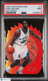 1996-97 Flair Showcase Hot Shots Karl Malone #13 Die-Cut Insert PSA 9 Jazz