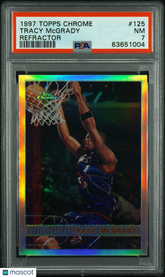 1997-98 Topps Chrome Tracy McGrady #125 Refractor Rookie RC PSA 7 Raptors HOF