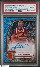 2024 Bowman Chrome University Juju Watkins Auto Blue Shimmer Refractor PSA 10