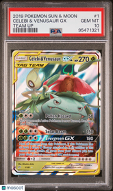 2019 Pokemon Sun & Moon Team Up Celebi & Venusaur GX Tag Team PSA 10 #1 Gem
