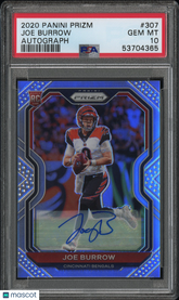 2020 Panini Prizm Joe Burrow #307 Autograph Rookie Silver Auto SP PSA 10