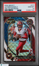 2024 Panini Select Jayden Daniels #217 Tri Color Prizm Rookie /149 PSA 10