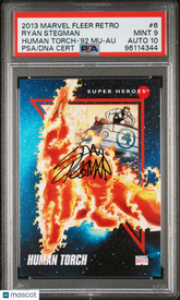 2013 Fleer Retro 1992 Marvel Universe Ryan Stegman Human Torch PSA 9/10 Auto