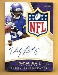 #1/1 TEDDY BRIDGEWATER 2014 IMMACULATE ROOKIE RC AUTO AUTOGRAPH 1/1 SHIELD PATCH