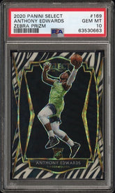 2020 PANINI SELECT ANTHONY EDWARDS ZEBRA PRIZM #169 PSA 10