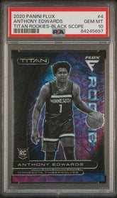 2020 PANINI FLUX ANTHONY EDWARDS TITAN ROOKIES BLACK SLOPE #5/8 1/1 PSA 10