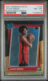 2021 DONRUSS OPTIC JALEN GREEN BLACK GOLD CHOICE #159 PSA 8
