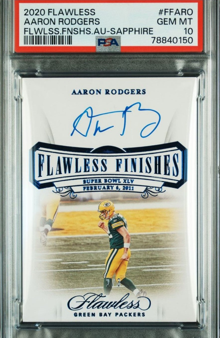 2020 PANINI FLAWLESS FINISHES AUTOGRAPHS FOOTBALL AARON RODGERS AUTO SAPPHIRE GEM MT 10