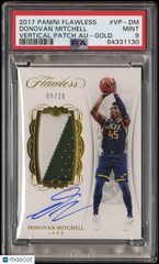 DONOVAN MITCHELL 2017-18 PANINI FLAWLESS AUTO PATCH ROOKIE GOLD RPA #/10 PSA 9🔥