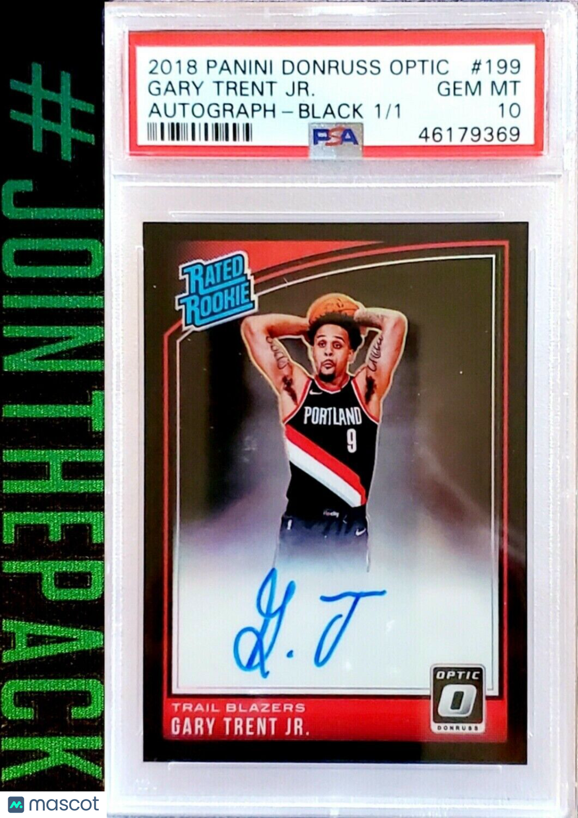 GARY TRENT JR 2018-19 OPTIC BLACK PRIZM #1/1 RATED ROOKIE AUTO PSA 10 AUTOGRAPH