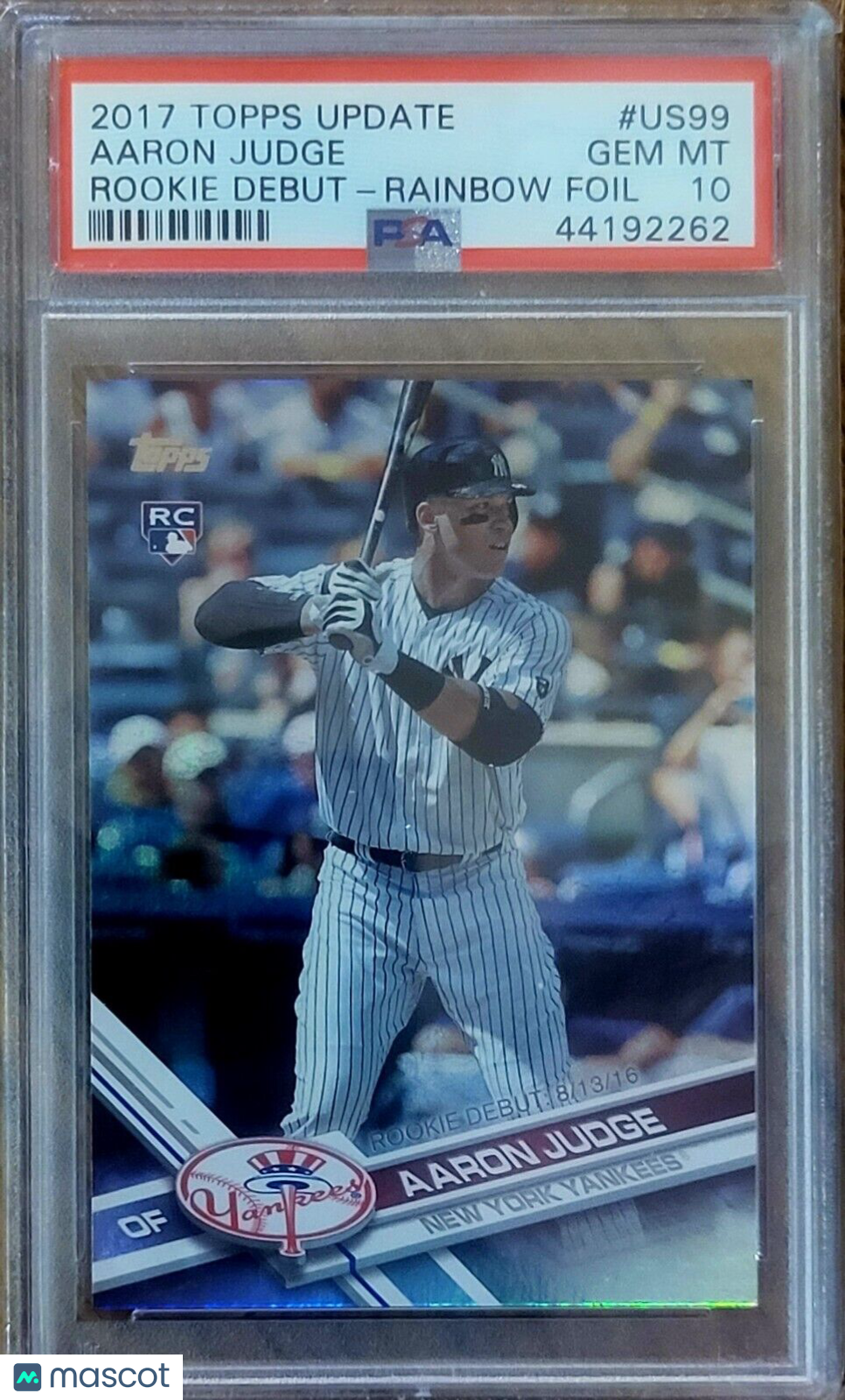 AARON JUDGE 2017 TOPPS UPDATE RAINBOW FOIL PSA 10 GEM MINT RC YANKEES #US99 SP