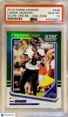 LAMAR JACKSON 2018 HONORS SCORE UPDATE ROOKIE GREEN PRIZM END ZONE #6/6 PSA 10 G