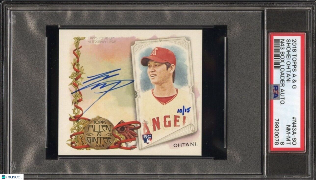 SHOHEI OHTANI 2018 TOPPS ALLEN & GINTER AUTO BOX TOPPER SP #/15 ROOKIE PSA 8 RC