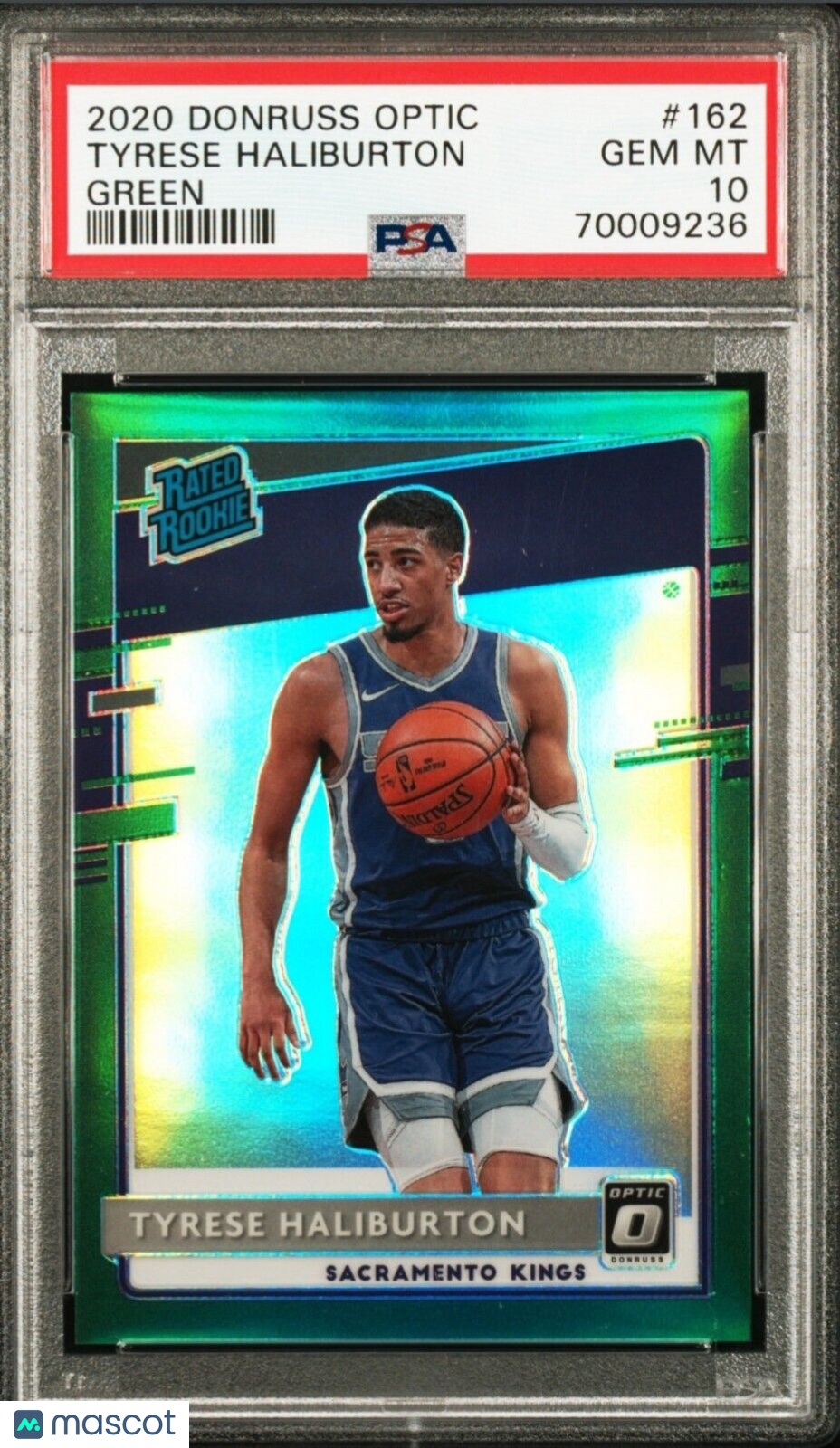 TYRESE HALIBURTON 2020 DONRUSS OPTIC GREEN PRIZM /5 1/1 RATED ROOKIE PSA 10 POP1