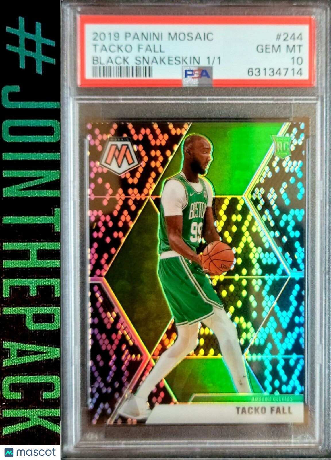 TACKO FALL 2019-20 MOSAIC BLACK PRIZM SNAKESKIN ROOKIE SSP #1/1 KOBE PSA 10