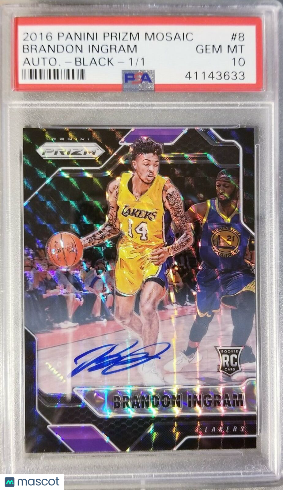 BRANDON INGRAM 2016-17 PRIZM MOSAIC BLACK #1/1 AUTO AUTOGRAPH ROOKIE PSA 10