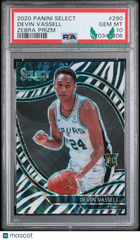 DEVIN VASSELL 2020 PANINI SELECT ZEBRA PRIZM #290 COURTSIDE ROOKIE PSA 10 POP 2