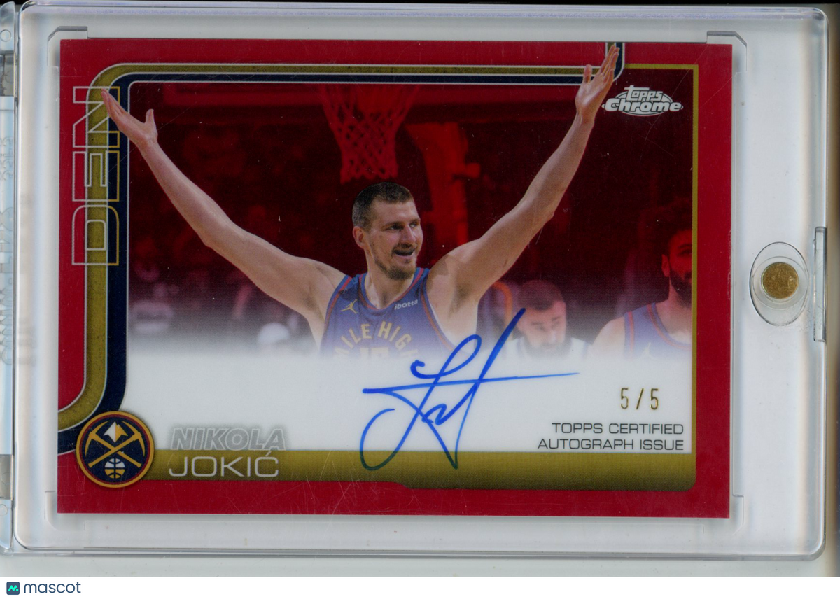 2025-26 Topps Chrome Nikola Jokić Red Refractor Auto 5/5 Denver Nuggets