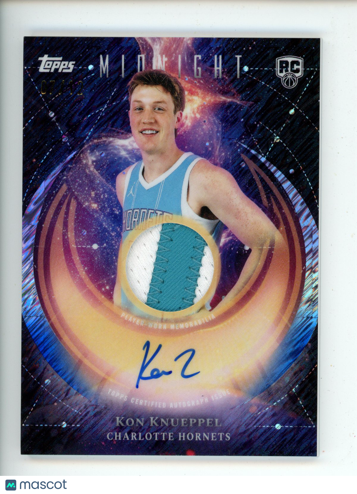 2025-26 Topps Midnight Kon Knueppel RC Rookie Patch Auto Midnight 07/12 Hornets