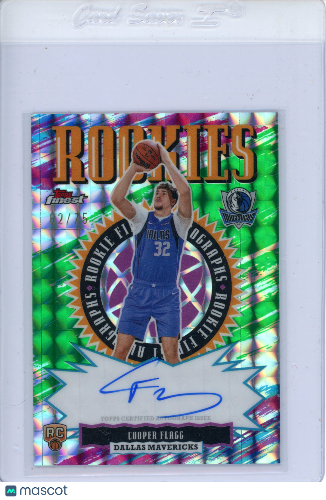 2025 Topps Finest Cooper Flagg Green Geometric Refractor Rookie Auto 62/75
