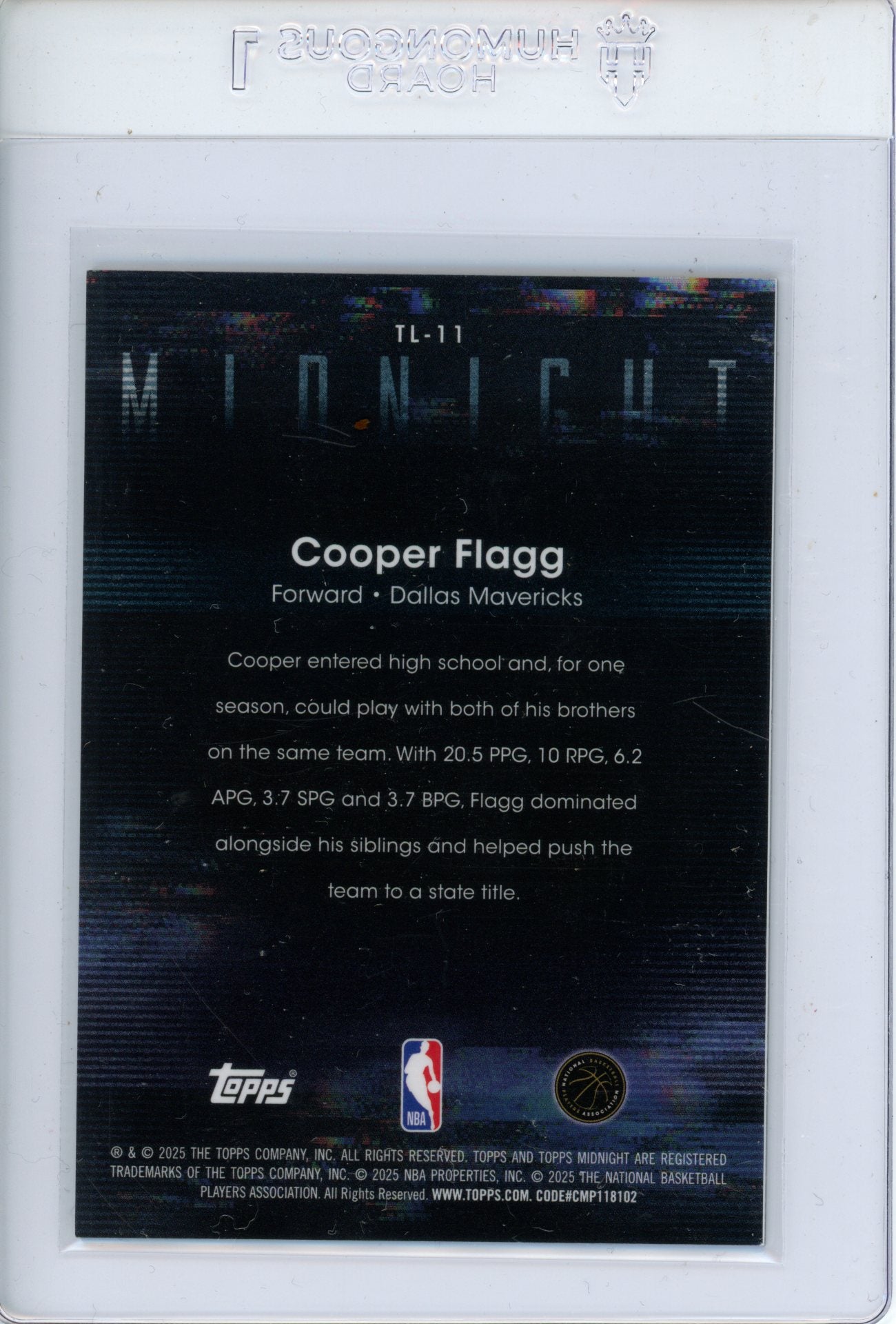 2025-26 Topps Midnight Cooper Flagg Twilight Rookie Insert SP Mavericks