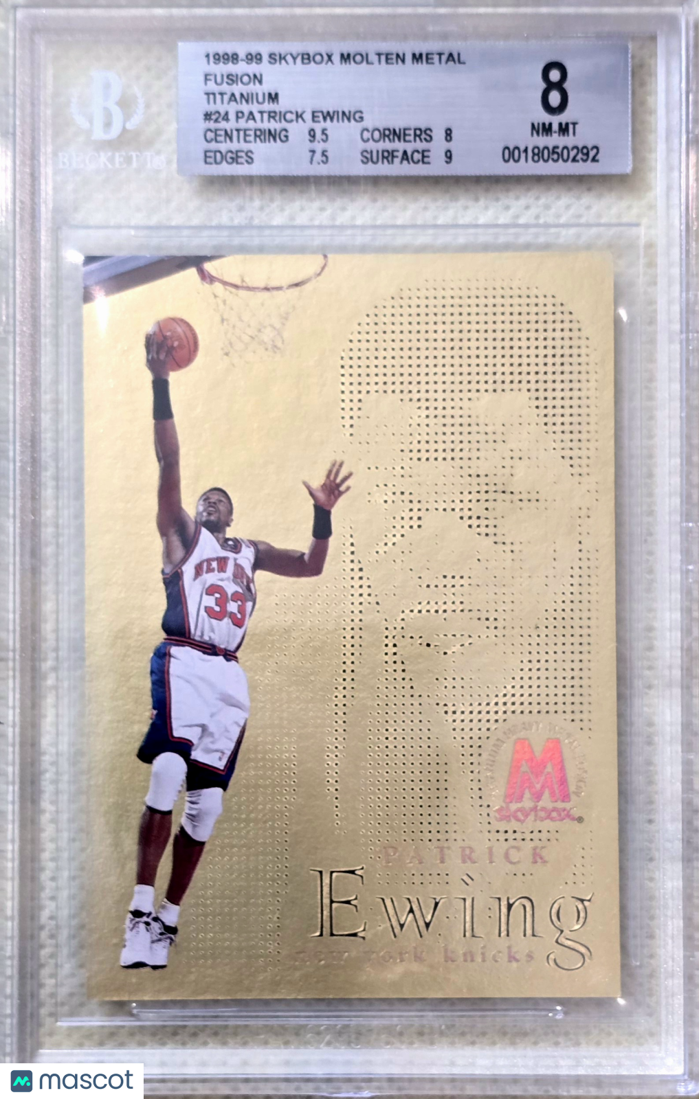 1998 SkyBox Molten Metal Fusion Titanium Patrick Ewing #24 BGS 8 Knicks