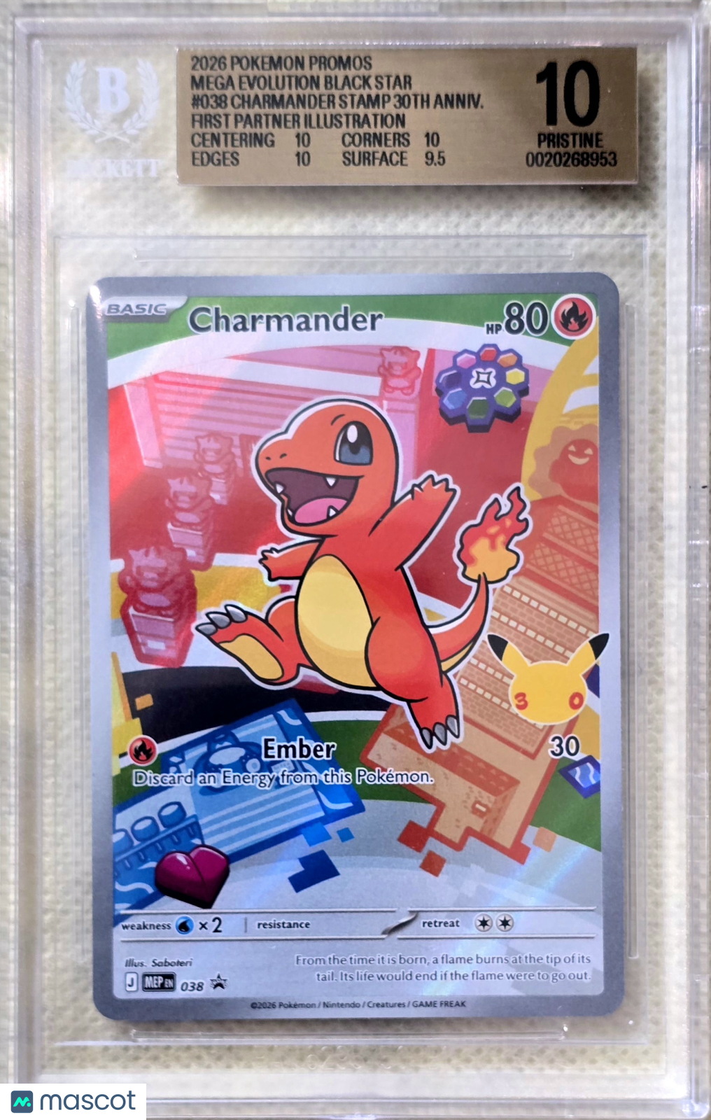 2026 Pokemon Mega Black Star Promos Charmander 1st Partner #038 BGS 10 Pristine