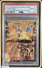 Pokemon Celebrations Ultra-Prem Charizard PSA 10 Arita Kanji & Eng Auto Sketch