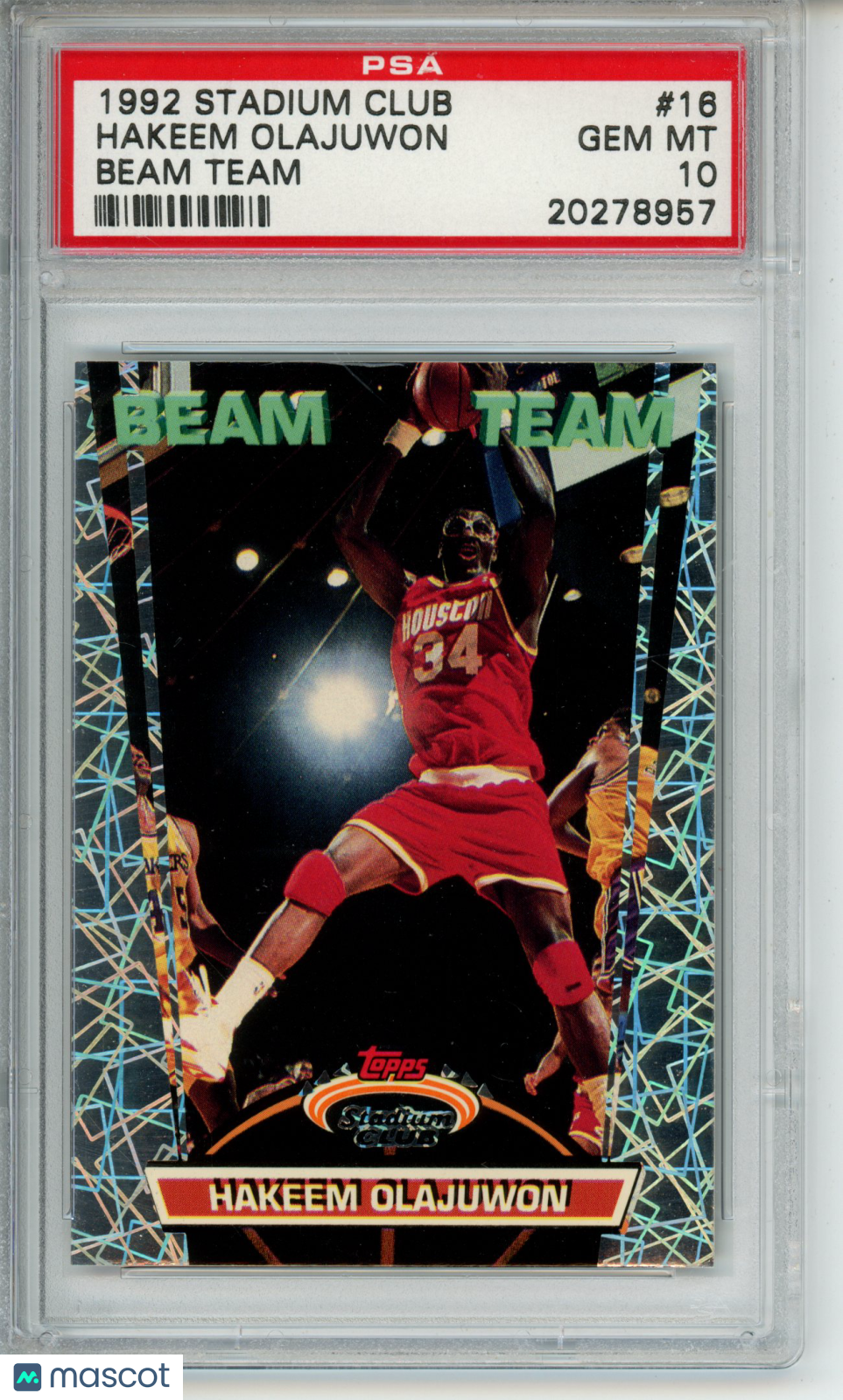 1992-93 Stadium Club Hakeem Olajuwon #16 Beam Team PSA 10 Gem Rockets HOF