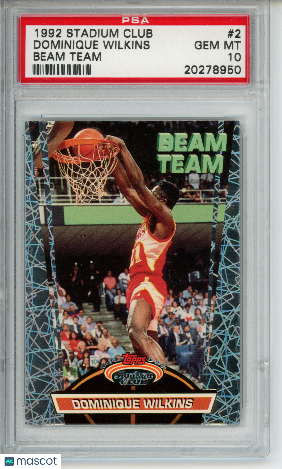 1992-93 Stadium Club Dominique Wilkins #2 Beam Team PSA 10 Gem Atlanta Hawks HOF