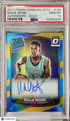 2017 Panini Donruss Optic Malik Monk #190 PSA 10 Gold Prizm Auto #/10 Rookie