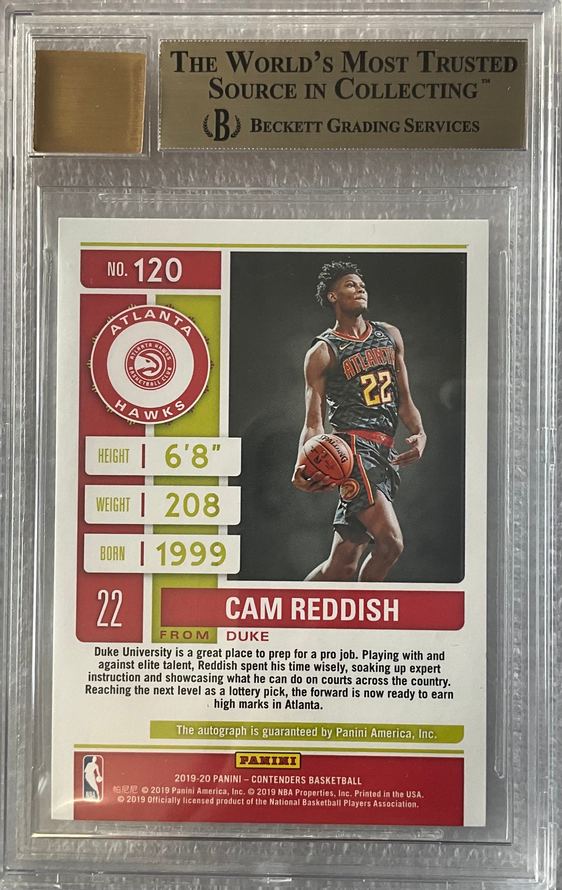 2019 Panini Contenders Cam Reddish Rookie Cracked Ice Auto #/23 BGS 9.5/10