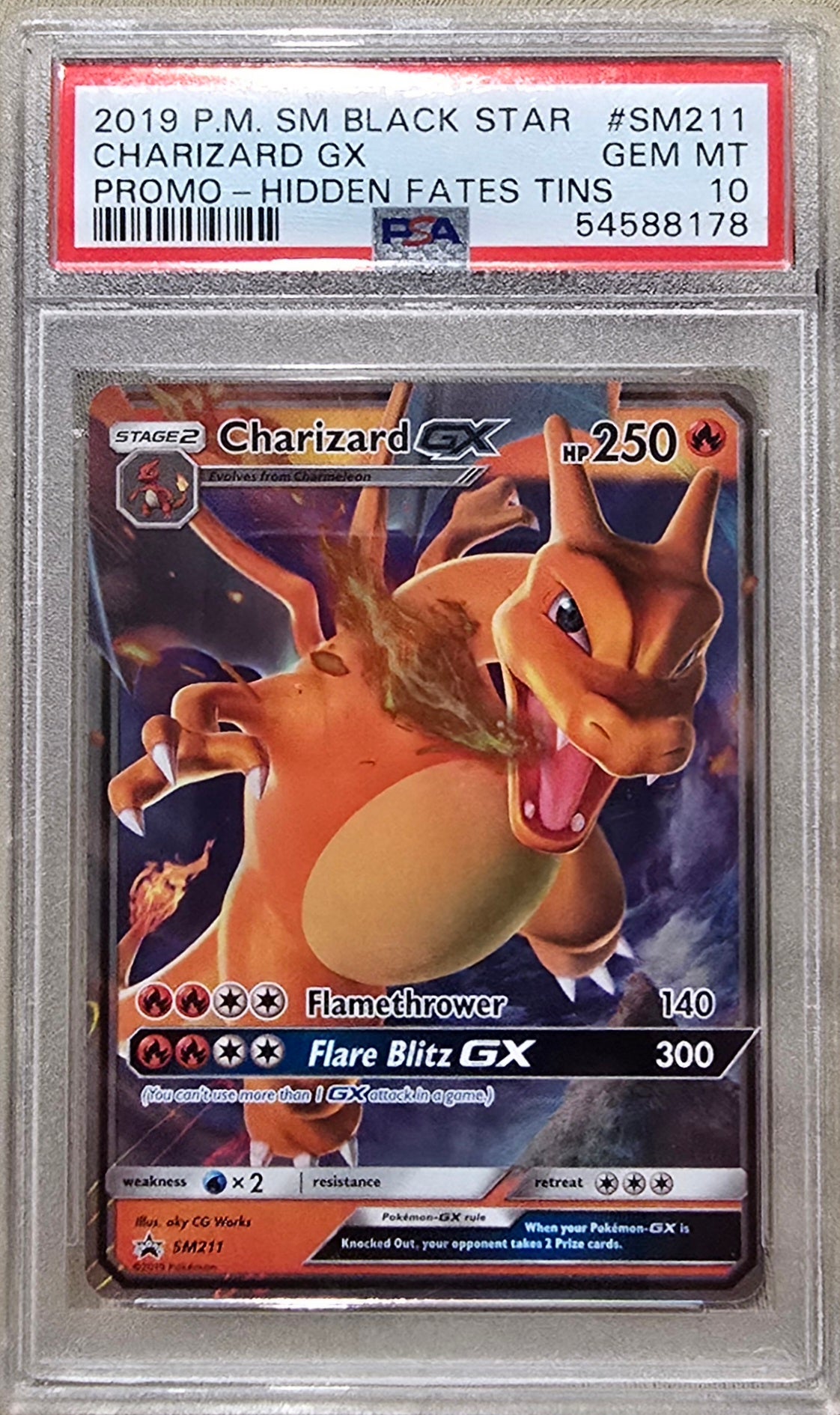 2019 Pokemon SM Black Star Promo Charizard GX #SM211 Promo-Hidden Fates PSA 10