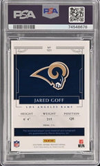 JARED GOFF '16 NATIONAL TREASURES PLATINUM 1/1 ROOKIE NFL SHIELD PATCH AUTO PSA