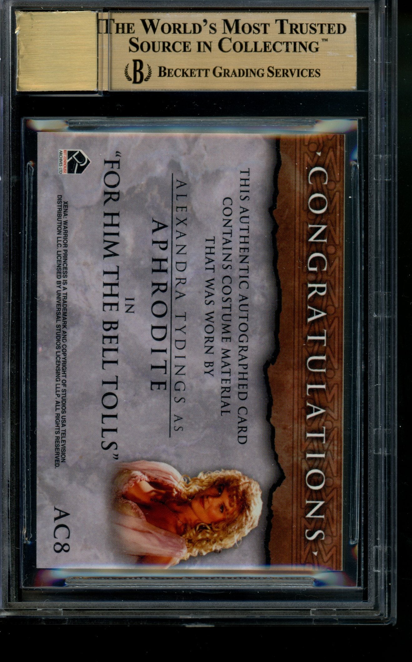 2003 Xena Warrior Princess Autograph Alexandra Tydings Relic Auto BGS 9.5/10